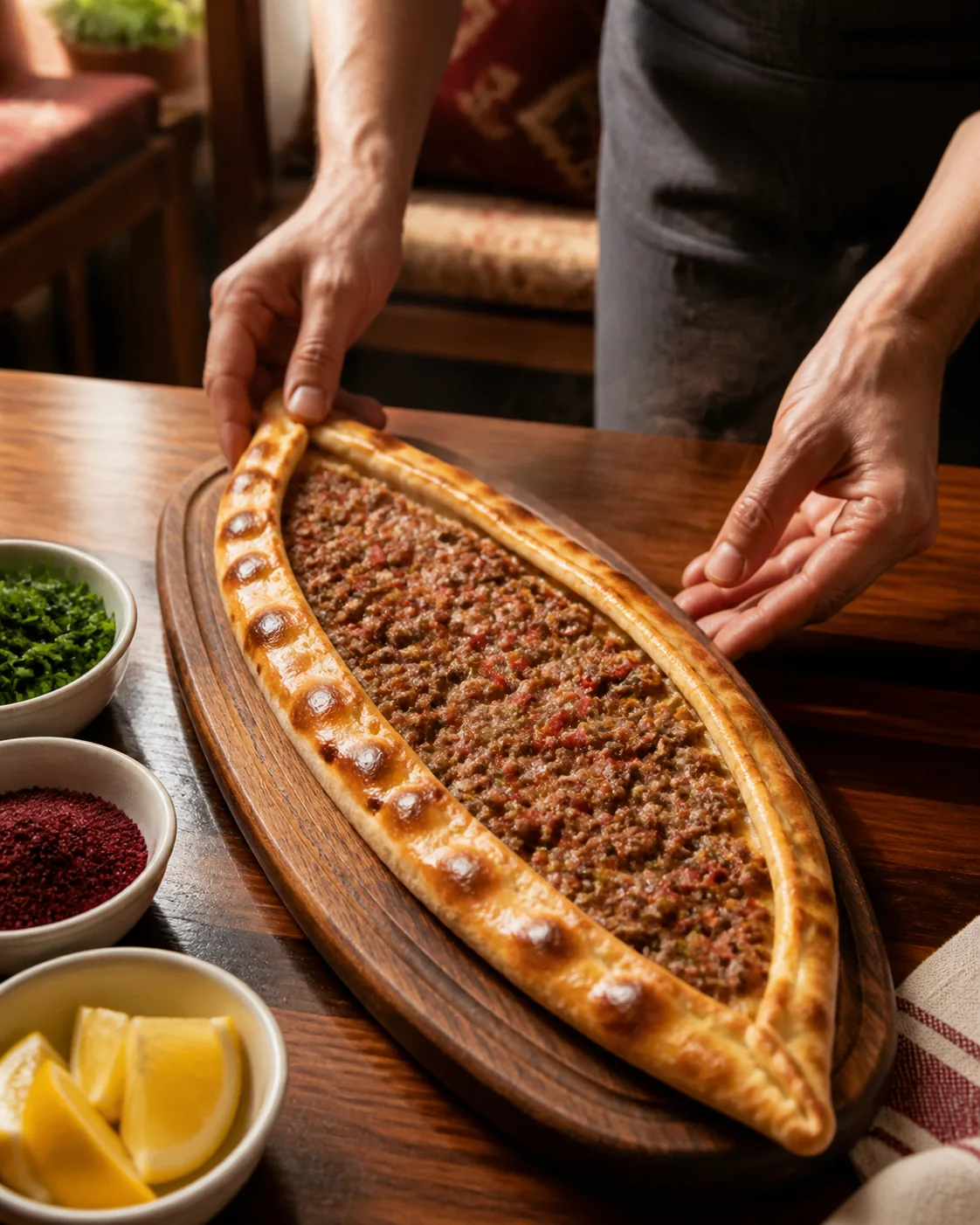 Fresh Turkish pide served from the family kitchen
